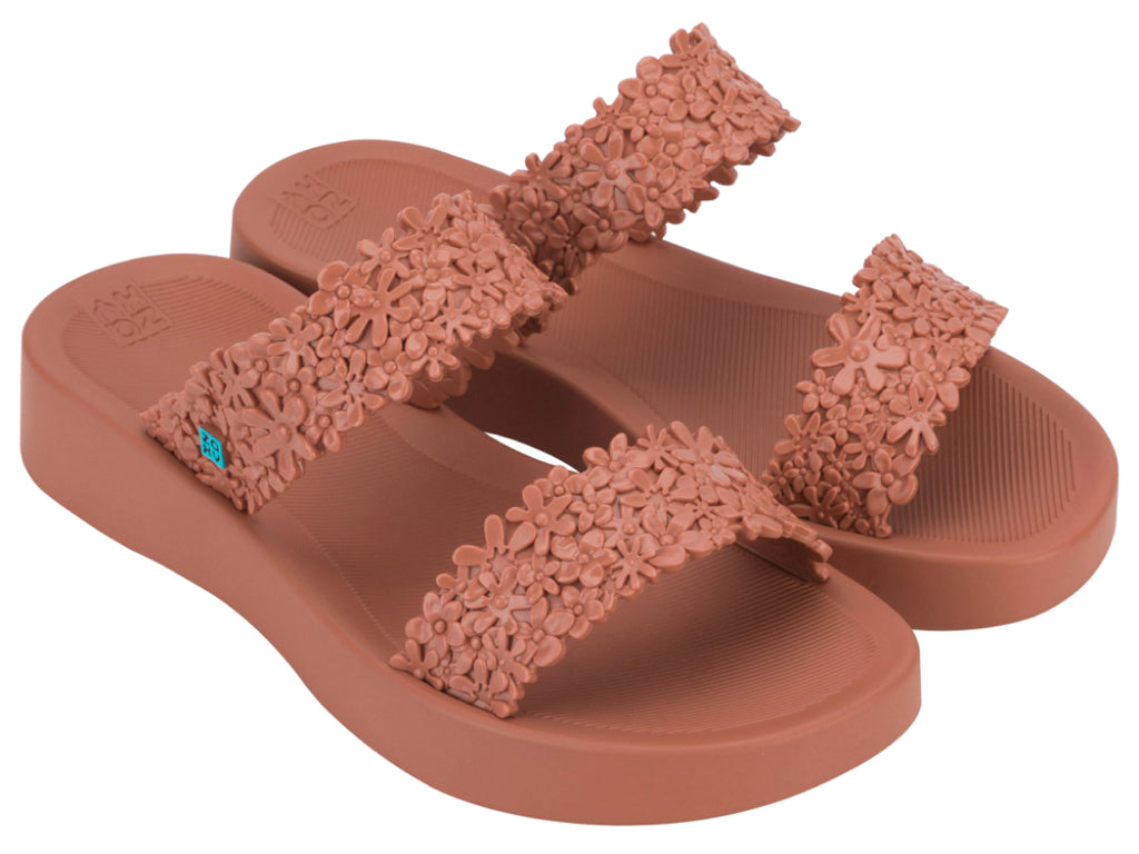 Zaxy Sandalia Slide Casual Playa 2 Tiras Flores Mujer 93350